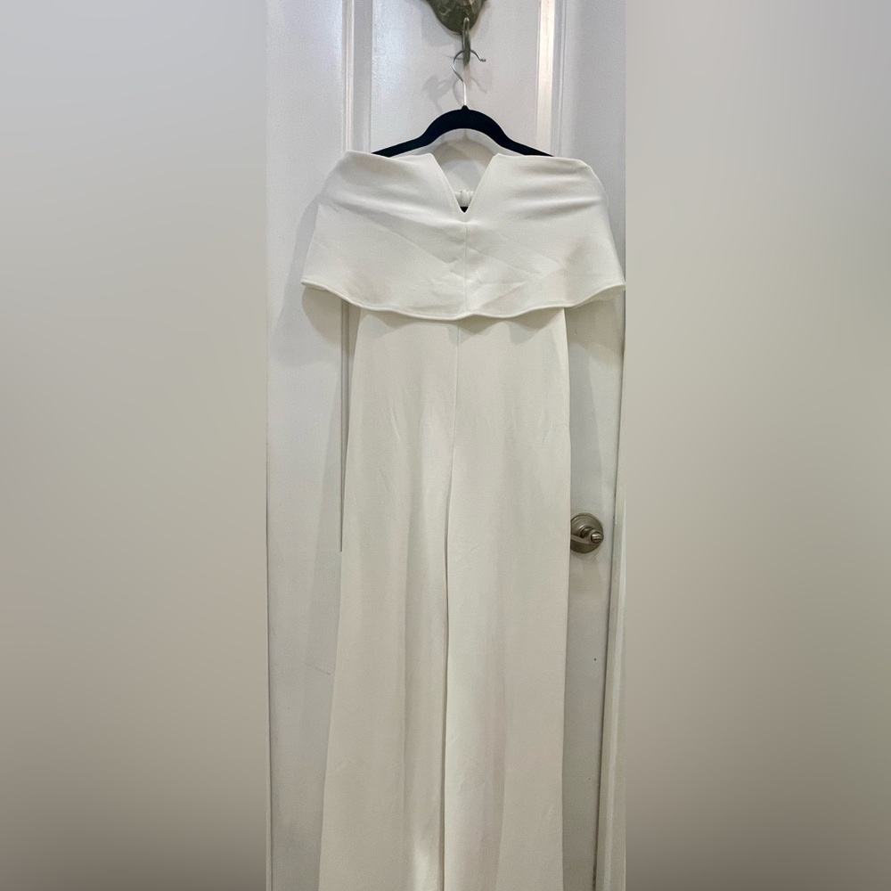 Lulu's white Strapless Wide Leg Jumpsuit